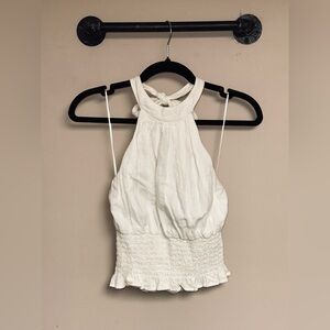 Ambercombie & Fitch White/cream Halter Crop Top
